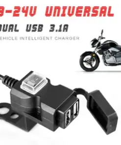 Motorcycle Handlebar Dual USB Charger with Switch - Waterproof 12V 3.1A Power Outlet