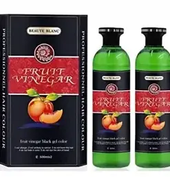 BEAUTE BLANC Hair Color Gel with Natural Black Color Dye, Enriched with Fruit Vinegar, 500ml x 2