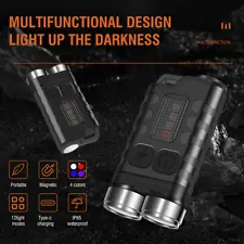 BORUiT V3 Ultra-Bright Mini EDC Keychain Flashlight, 900 Lumens Rechargeable LED Torch with Magnetic Base