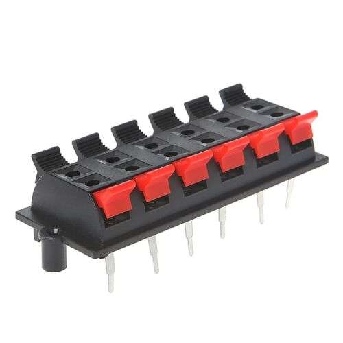12-Way 2-Row Push Release Connector Strip Block Plate for Stereo Speaker Terminals