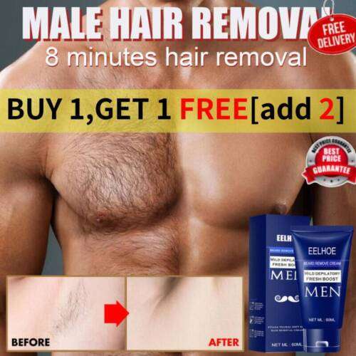 Painless Permanent Hair Removal Cream for Beard & Moustache: New Formula for Smooth Skin