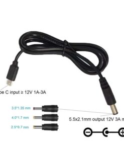 4-in-1 USB-C to 12V Converter Cable for Wifi Routers, LED Lights, CCTV Cameras, and More