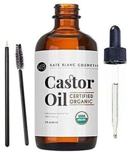 Kate Blanc Cosmetics USDA Certified Organic Castor Oil (2oz): Nourishing Hair Growth & Eyebrow Growth Serum
