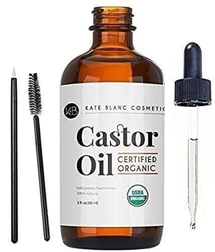 Kate Blanc Cosmetics USDA Certified Organic Castor Oil (2oz): Nourishing Hair Growth & Eyebrow Growth Serum