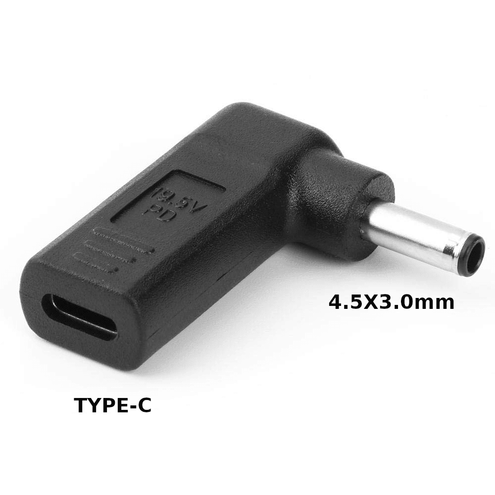 Dell Laptop Type-C to 4.5x3.0mm DC Power Adapter Converter, 90 Degree Angle