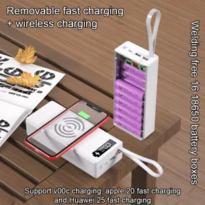 Dual USB LCD Display 16x 18650 Battery Quick Charger Box Power Bank Holder Case