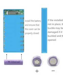 DIY 8x18650 Portable Power Bank Shell Case for Dual USB Charging - Blue