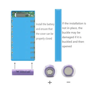 DIY 8x18650 Portable Power Bank Shell Case for Dual USB Charging - Blue